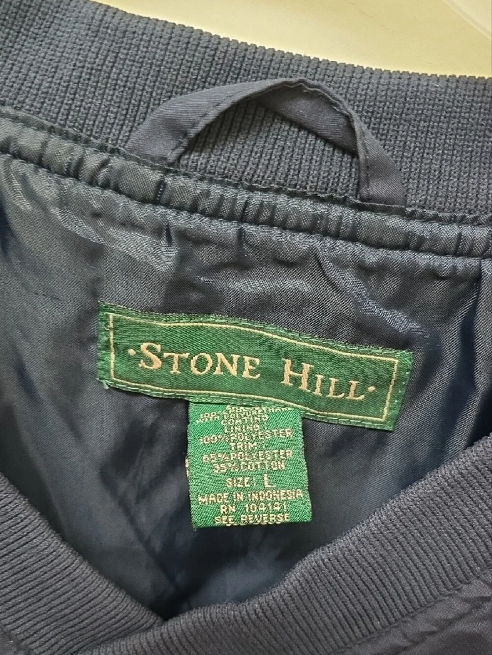 Stone Hill Navy V-Neck Pullover Windbreaker / Golf Sweatshirt - Size L